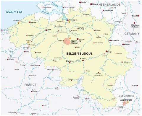 Vector map of belgium with main cities Stock Illustration