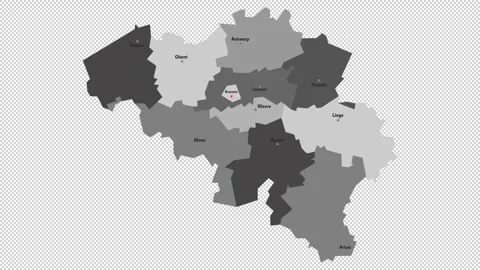 Vector map of Belgium with names of cities and with borders city Stock Footage 329631591