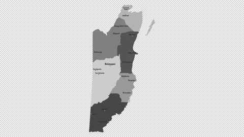 Vector map of Belize with names of cities and with borders city Stock Footage 331899349
