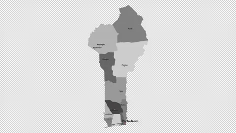 Vector map of Benin with names of cities and with borders city Stock Footage 331899348