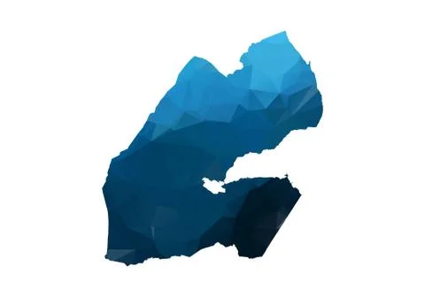 Vector Map - Blue Geometric Rumpled Triangular. Low poly map of Afghanistan.  Stock Illustration