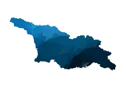 Vector Map - Blue Geometric Rumpled Triangular. Low poly map of Afghanistan.  Stock Illustration