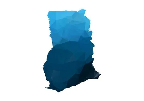 Vector Map - Blue Geometric Rumpled Triangular. Low poly map of Afghanistan.  Stock Illustration