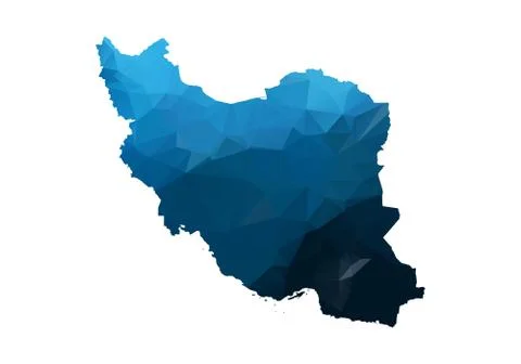 Vector Map - Blue Geometric Rumpled Triangular. Low poly map of Afghanistan.  Illustrazione stock