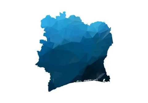 Vector Map - Blue Geometric Rumpled Triangular. Low poly map of Afghanistan.  Stock Illustration