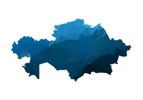 Vector Map - Blue Geometric Rumpled Triangular. Low poly map of Afghanistan.  Stock Illustration