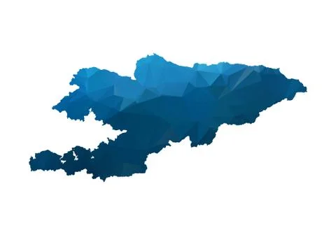 Vector Map - Blue Geometric Rumpled Triangular. Low poly map of Afghanistan.  Illustrazione stock