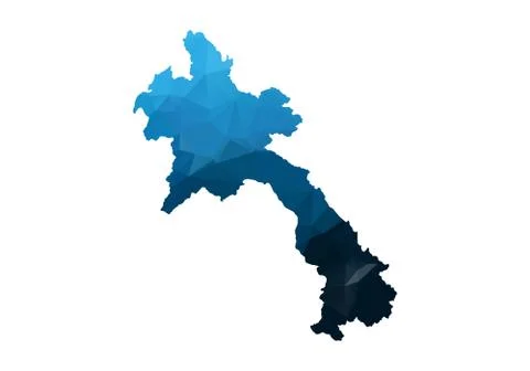 Vector Map - Blue Geometric Rumpled Triangular. Low poly map of Afghanistan.  Stock Illustration