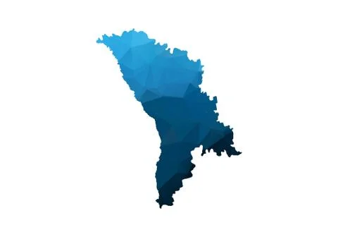 Vector Map - Blue Geometric Rumpled Triangular. Low poly map of Afghanistan.  Illustrazione stock