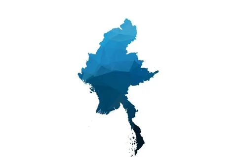 Vector Map - Blue Geometric Rumpled Triangular. Low poly map of Afghanistan.  Illustrazione stock