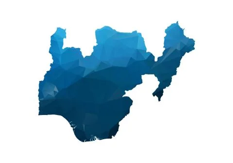 Vector Map - Blue Geometric Rumpled Triangular. Low poly map of Afghanistan.  Stock Illustration