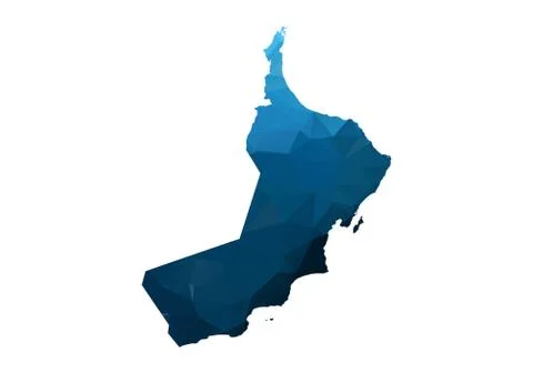 Vector Map - Blue Geometric Rumpled Triangular. Low poly map of Afghanistan.  Illustrazione stock
