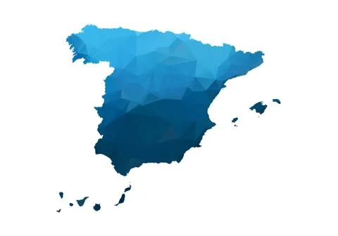 Vector Map - Blue Geometric Rumpled Triangular. Low poly map of Afghanistan.  Stock Illustration