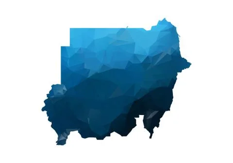 Vector Map - Blue Geometric Rumpled Triangular. Low poly map of Afghanistan.  Stock Illustration