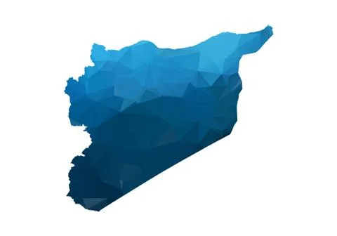 Vector Map - Blue Geometric Rumpled Triangular. Low poly map of Afghanistan.  Illustrazione stock