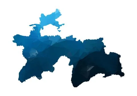 Vector Map - Blue Geometric Rumpled Triangular. Low poly map of Afghanistan.  Illustrazione stock