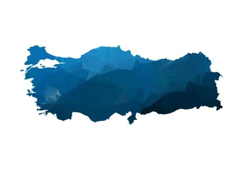 Vector Map - Blue Geometric Rumpled Triangular. Low poly map of Afghanistan.  Stock Illustration