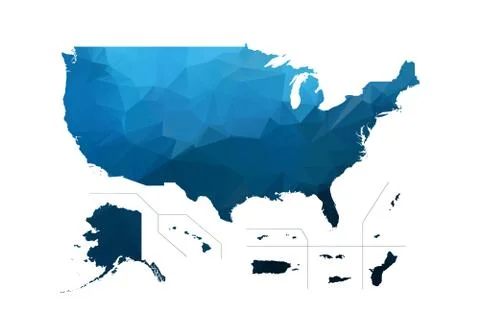 Vector Map - Blue Geometric Rumpled Triangular. Low poly map of Afghanistan.  Illustrazione stock