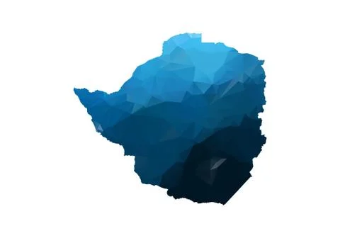 Vector Map - Blue Geometric Rumpled Triangular. Low poly map of Afghanistan.  Stock Illustration