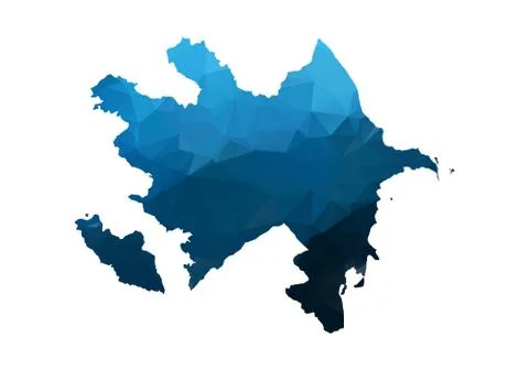 Vector Map - Blue Geometric Rumpled Triangular. Low poly map of Afghanistan.  Illustrazione stock