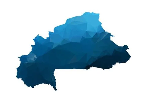 Vector Map - Blue Geometric Rumpled Triangular. Low poly map of Afghanistan.  Illustrazione stock