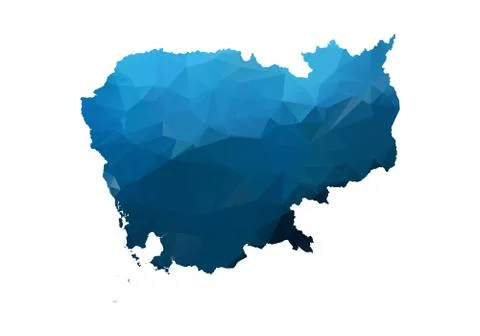 Vector Map - Blue Geometric Rumpled Triangular. Low poly map of Afghanistan.  Stock Illustration