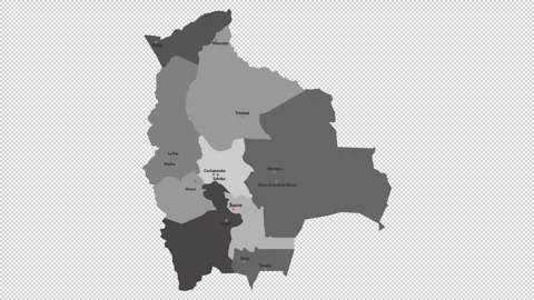 Vector map of Bolivia with names of cities and with borders city Stock Footage 330267284