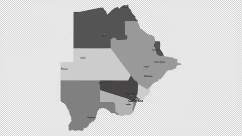 Vector map of Botswana with names of cities and with borders city Stock Footage 331899374