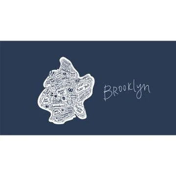 Vector Map of Brooklyn new York USA flat hand-drawn illustration. American Stock Illustration