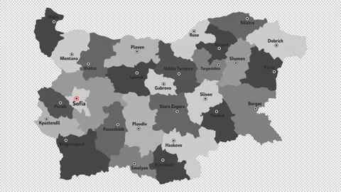 Vector map of Bulgaria with names of cities and with borders city Stock Footage 329631675