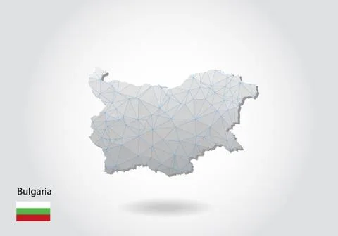 Vector map of bulgaria with trendy triangles design in polygonal style on dar Stock Illustration