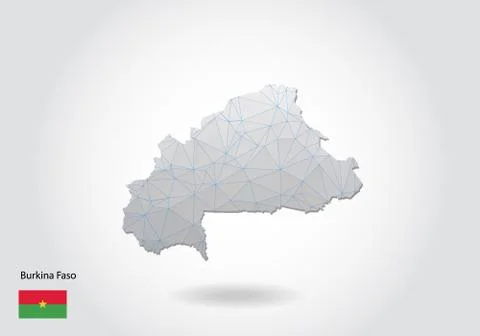 Vector map of burkinaFaso with trendy triangles design in polygonal style on  Stock Illustration
