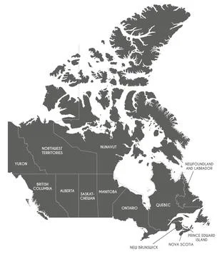Vector map of Canada with provinces and territories and administrative divisi Stock Illustration