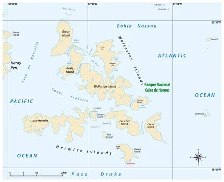 Vector map of Cape Horn National Park, Chile Ilustração Stock
