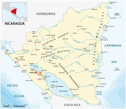Vector map of the Central American state of Nicaragua Vector map of the Ce... Stock Photos