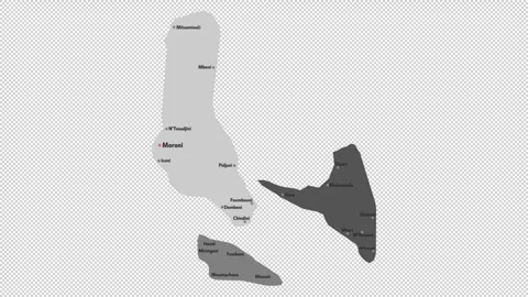 Vector map of Comoros with names of cities and with borders city Stock Footage 331899392