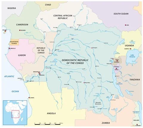 Vector map of the congo river basin イラスト素材