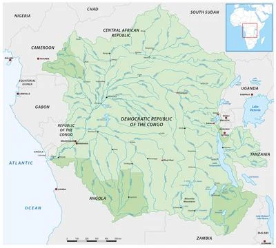 Vector map of the congo river basin Stock Illustration