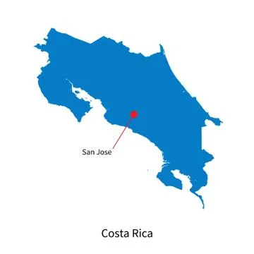 Vector map of Costa Rica and capital city San Jose Stock Illustration