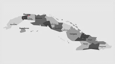 Vector map of Cuba with names of cities and with borders city Stock Footage 330267067