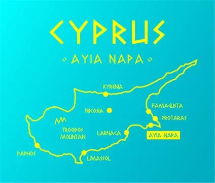 Vector map Cyprus with cities and capital Nicosia Illustrazione stock