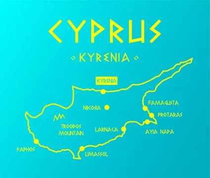 Vector map Cyprus with cities and capital Nicosia Stock Illustration