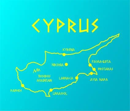 Vector map Cyprus with cities and capital Nicosia Stock Illustration