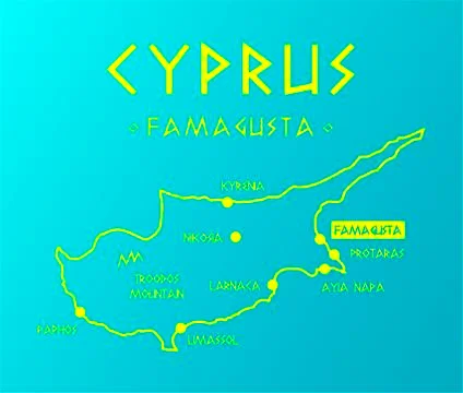 Vector map Cyprus with cities and capital Nicosia Stock Illustration