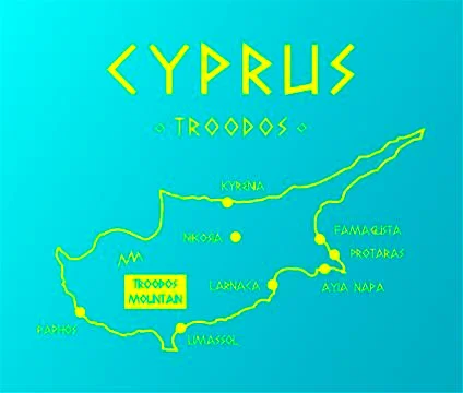 Vector map Cyprus with cities and capital Nicosia Stock Illustration