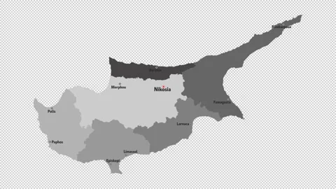 Vector map of Cyprus with names of cities and with borders city Stock Footage 331899397