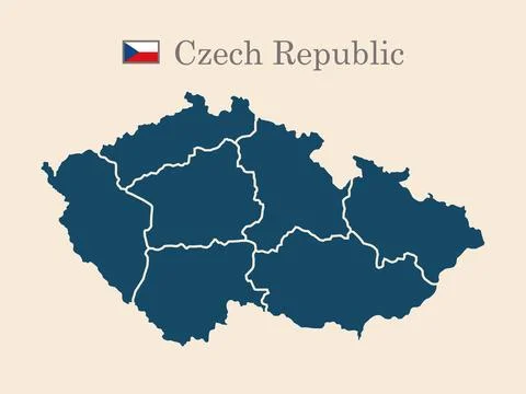 Vector Map of Czech Republic with Flag highly detailed Stock Illustration