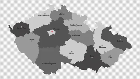 Vector map of Czech Republic with names of cities and with borders city Video stock 329631684