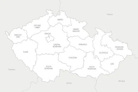 Vector map of Czechia or Czech Republic with regions and administrative div.. イラスト素材