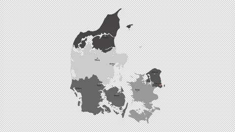 Vector map of Denmark with names of cities and with borders city Stock Footage 329631700